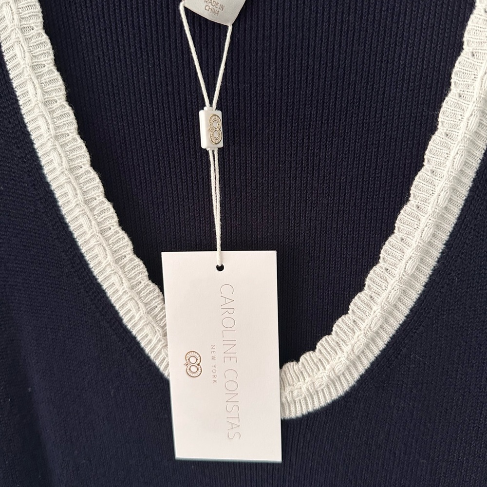 Caroline Constas Navy and White Midi Dress - Picture 3 of 6